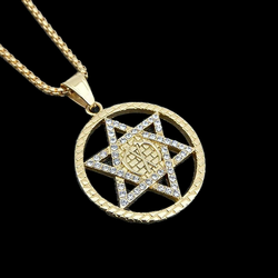 Wholesale Fashion Stainless Steel Pendant Jewelry Crystal Rhinestone Necklace Devil's Eye Pendant Hiphop For Men 