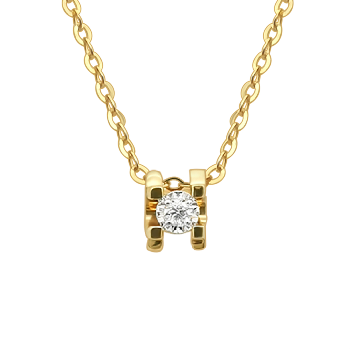 Luxury Real Gold Jewelry 18k Pure Gold Necklace Natural Diamond Illusion Setting 