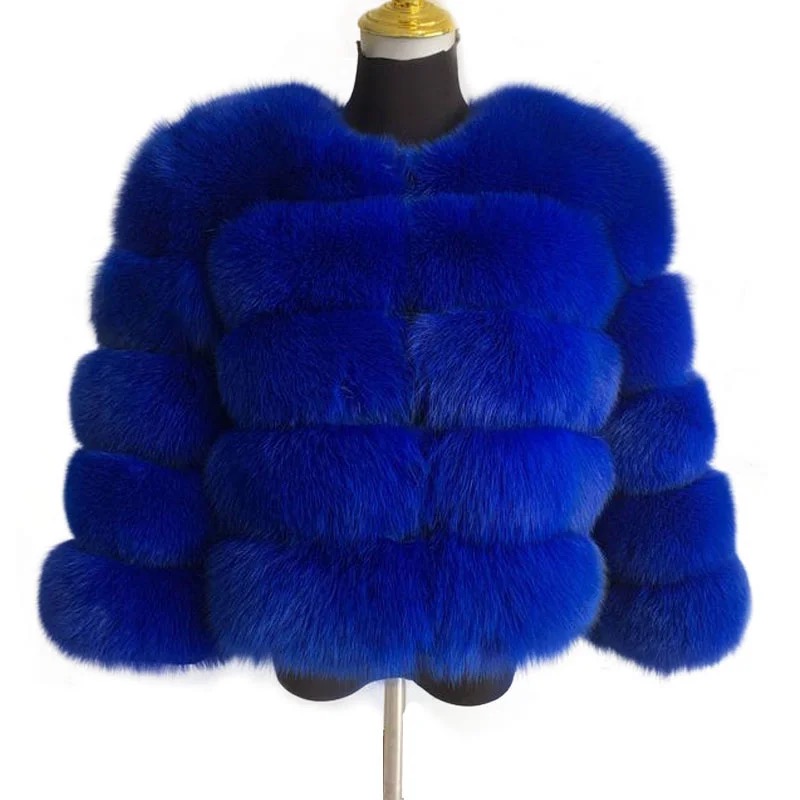 Factory Custom Wholesale Real Fur Long Sleeves Fashion Women Fluffy Women's Clothing Fur Jacket Winter Real Fox Fur Coat
