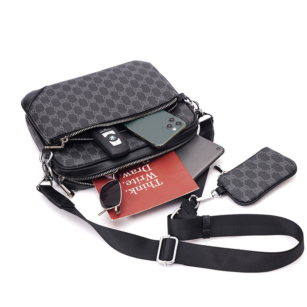 New Fashion Shoulder Bag Three-piece Checkered Pattern Messenger Small Square Bag Men