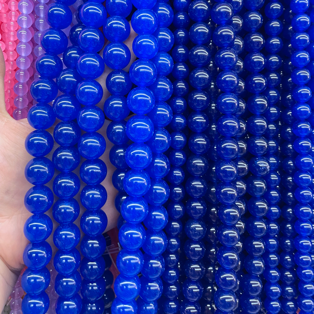 Jade Stone Red Green Orange Blue Different Color Round Loose Bead Strand For Diy Jewelry Making Necklace And Bracelet 