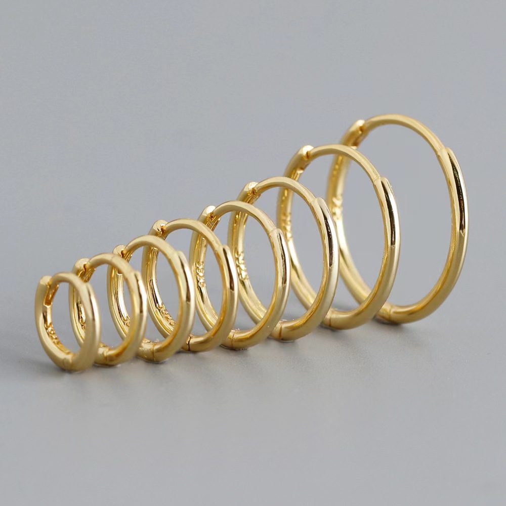 Fashion S925 Sterling Silver Gold Vermeil Small Huggie Hoop Earrings For Women 18k Gold Plated Jewelry Earrings 