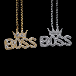 Wholesale Fashion Stainless Steel Pendant Jewelry Crystal Rhinestone Necklace Devil's Eye Pendant Hiphop For Men 