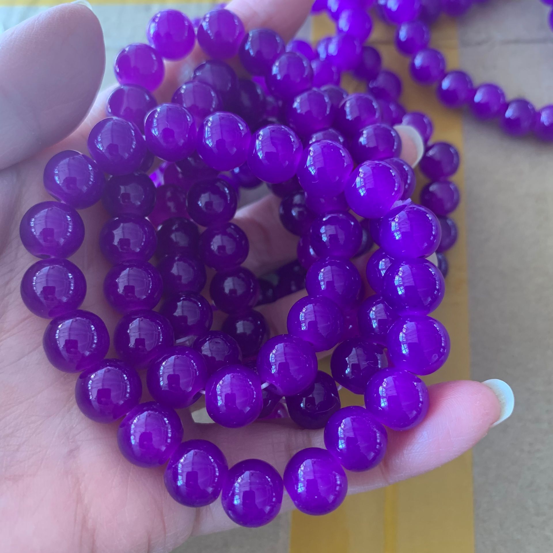 10mm Men Women Large Glass Semi-precious Stone Beaded Bracelets Custom Diy Glass Bracelets Can Add Charm For Jewelry Making 