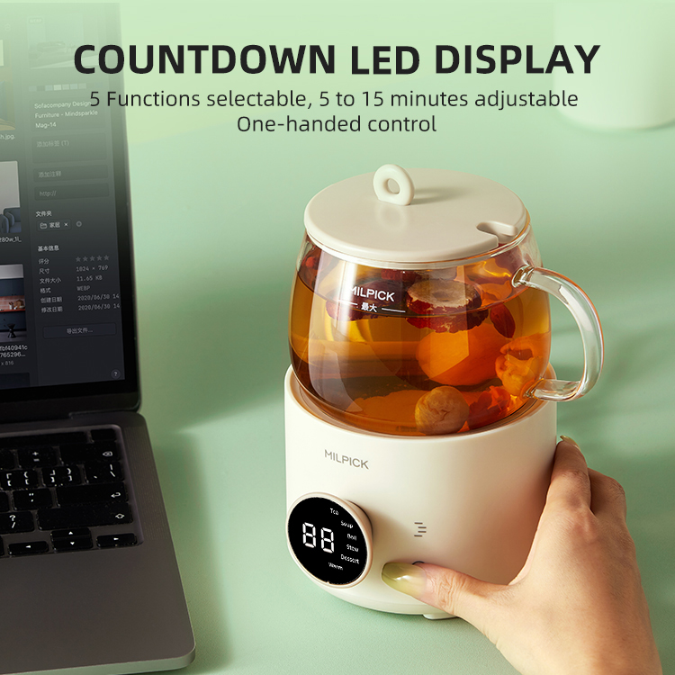 Borosilicate Glass Cup Smart Coffee Milk Warmer Home Appliance Water Boiling Food Electric Beverage Kettle 