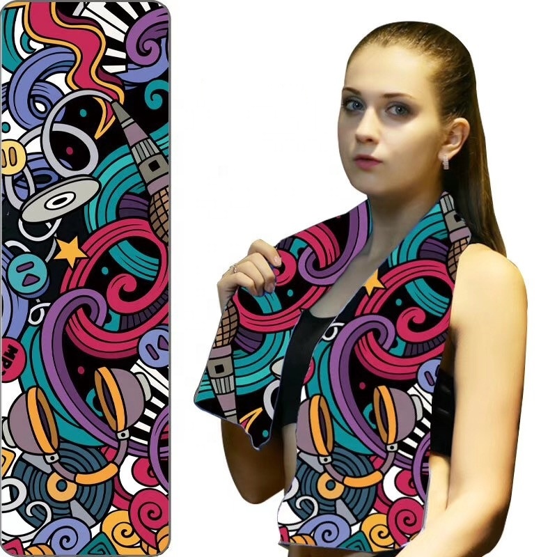 Wholesale Digital Printing Super Magic Polyester Gym Yoga Cooling Towel Sport Stay Custom Cool Ice Print Towel 