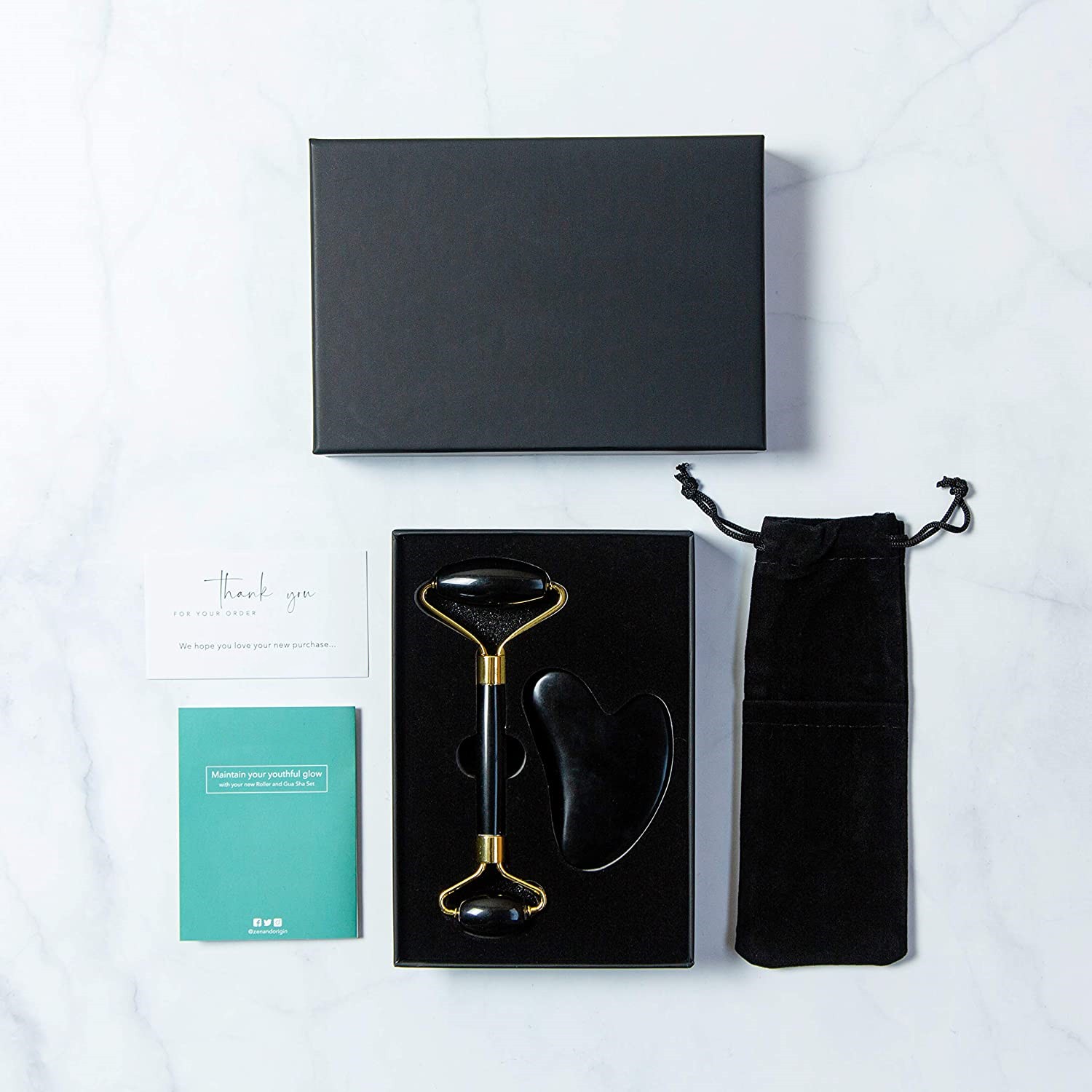 Hot Sales Skin Care Black Obsidian Face Roller Custom 100% Natural Beauty Products Facial Massager Set Jade Roller 