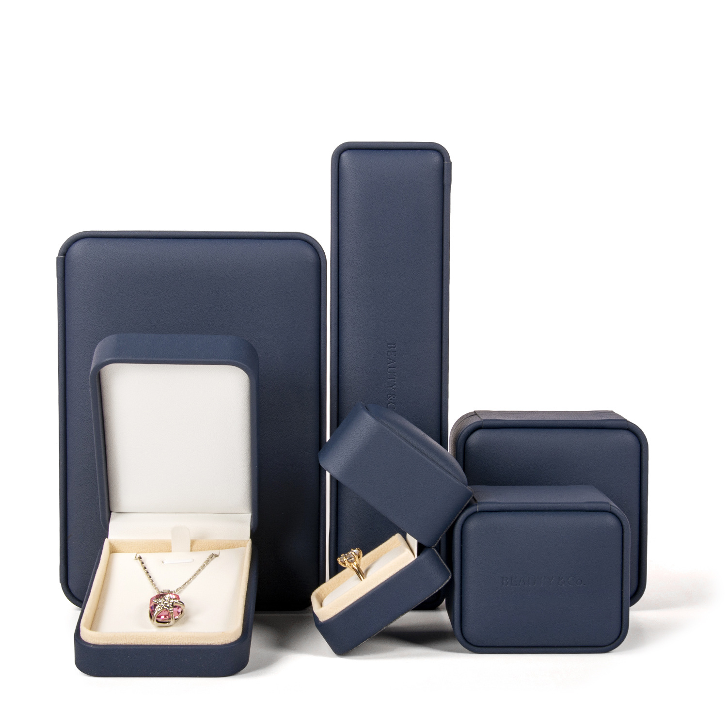 Guorui High-end Wholesale Pu Leather Round Corner Jewelry Packaging Box Custom Logo 