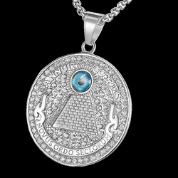Wholesale Fashion Stainless Steel Pendant Jewelry Crystal Rhinestone Necklace Devil's Eye Pendant Hiphop For Men 