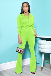 Md-2023 New083004 Wholesale Flare Pants Women's Trousers Two Piece Set Tracksuits Ladies Plain Lounge Wear Fall Clothes Stand