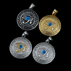 Wholesale Fashion Stainless Steel Pendant Jewelry Crystal Rhinestone Necklace Devil's Eye Pendant Hiphop For Men 