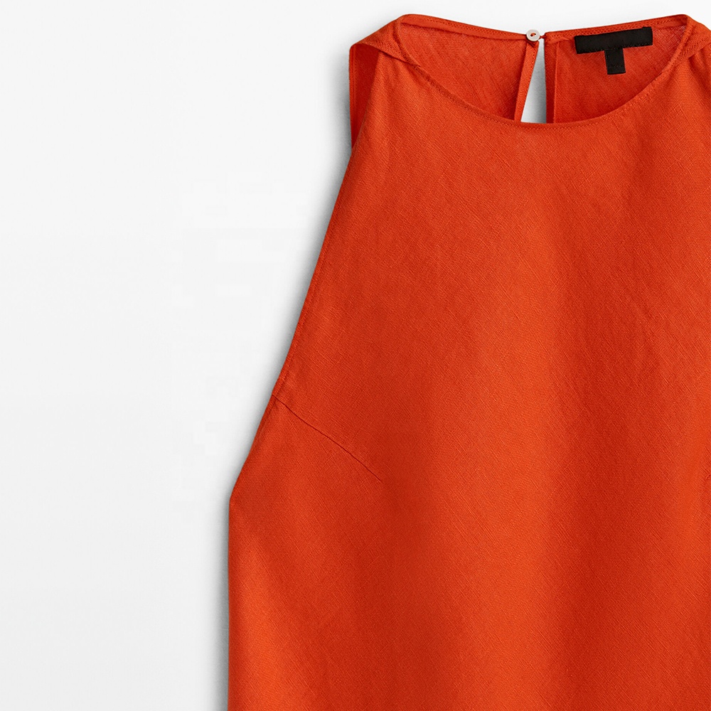 Linen Dress Beach Custom Casual Summer Sleeveless Shirt Maxl Women's 100% Cotton High Quality Dresses Linen Dress For Women