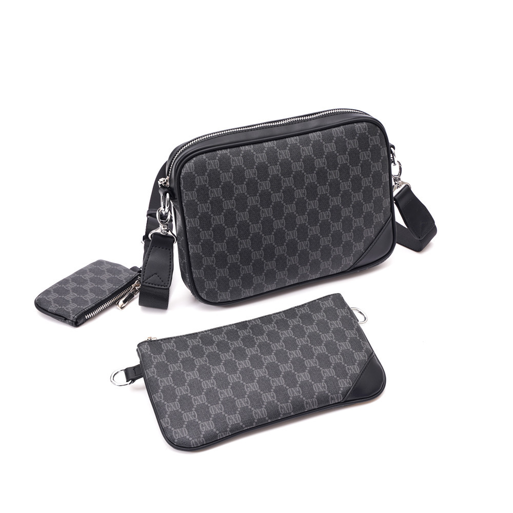 New Fashion Shoulder Bag Three-piece Checkered Pattern Messenger Small Square Bag Men