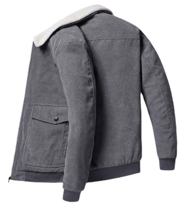 Men's Warm Winter Loose Plus Size Casual Corduroy Jacket Fashion Brand Lamb Wool Clothing Jacket