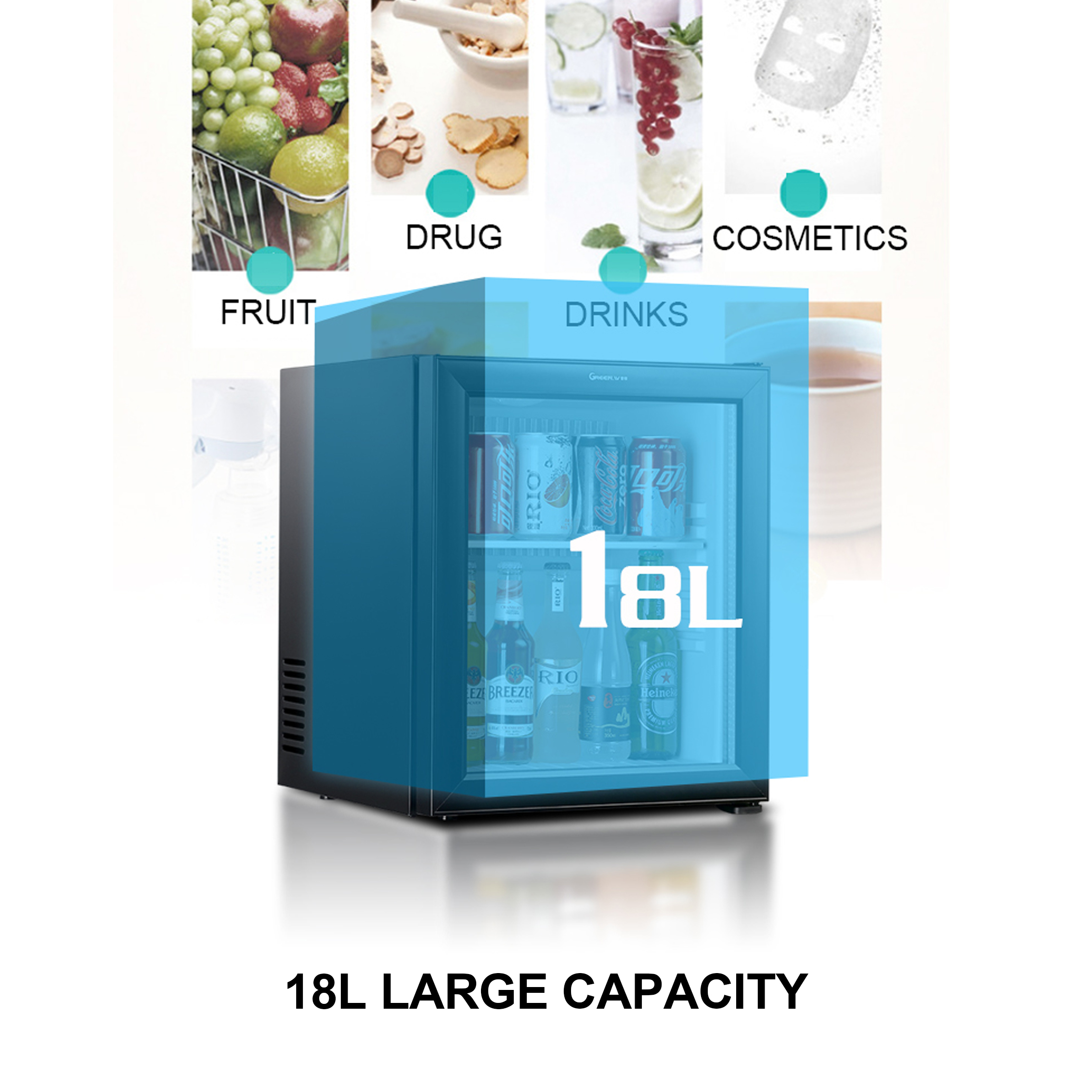 18l Wholesale 220v Colored Clear Door Home Appliance Smart Mini Electronic Fridge With Compressor 