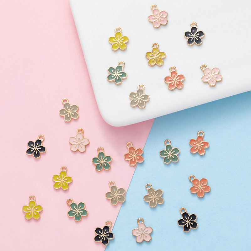 Enamel Cherry Blossoms Flower Charms Pendant For Jewelry Making Necklace Bracelet Earring Diy Jewelry Accessories Charms 