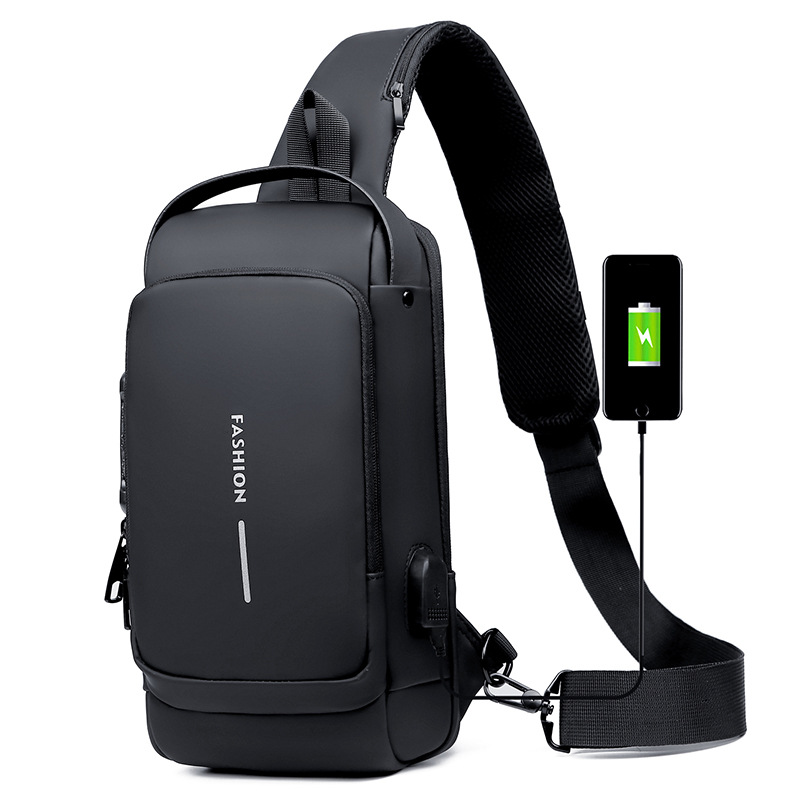 Usb Charger Men Crossbody Sling Backpack Anti Theft Password Lock Women Sling Bag Messenger Travel Hiking Chest Bags For Men