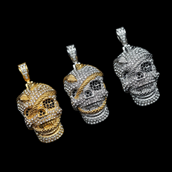 Wholesale Fashion Stainless Steel Pendant Jewelry Crystal Rhinestone Necklace Devil's Eye Pendant Hiphop For Men 