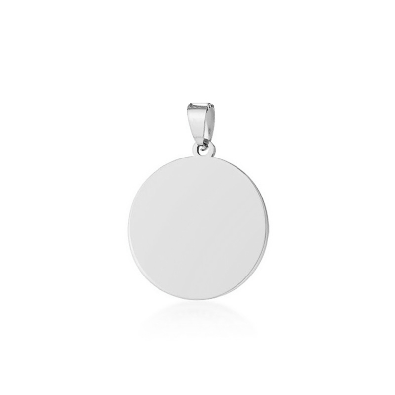 Stainless Steel 18k Gold Plated Sublimation Jewelry Blanks Round Pendant For Laser Engraving 