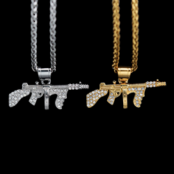 Wholesale Fashion Stainless Steel Pendant Jewelry Crystal Rhinestone Necklace Devil's Eye Pendant Hiphop For Men 