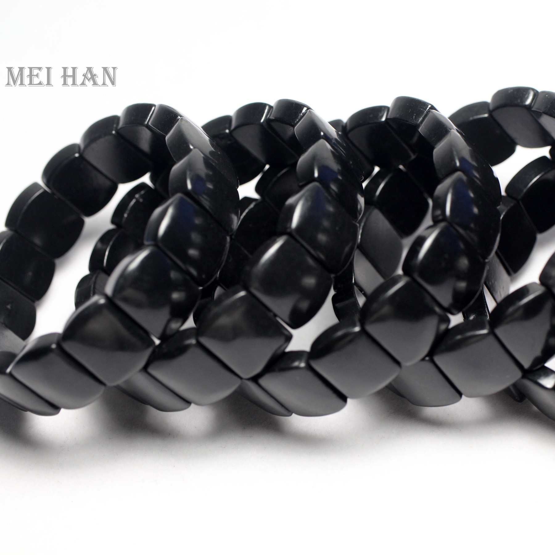 Wholesale Natural Shungite 12*16 Elastic Cord Stone Bracelet Bangle Charm Gift For Jewelry Making 