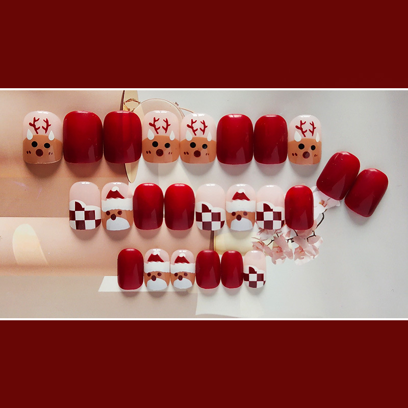 New Style 24pcs/box Christmas Nail Decoration Beauty Products For Women Press On Nails With Glue 