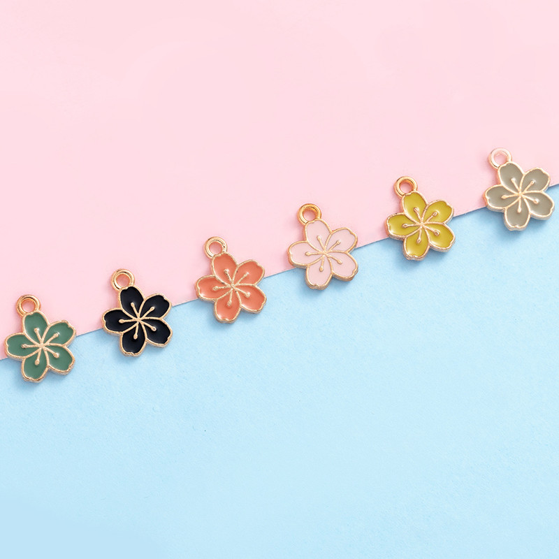 Enamel Cherry Blossoms Flower Charms Pendant For Jewelry Making Necklace Bracelet Earring Diy Jewelry Accessories Charms 