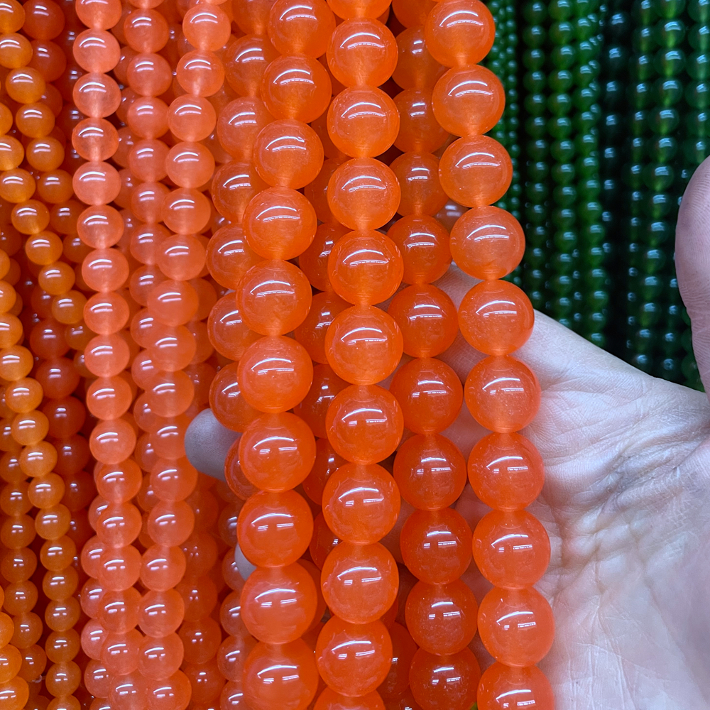 Jade Stone Red Green Orange Blue Different Color Round Loose Bead Strand For Diy Jewelry Making Necklace And Bracelet 