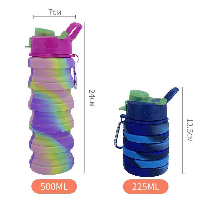 Silicone Sports Bottle Creative Foldable Portable Mountaineering Cup Outdoor Cycling Retractable Bottle 