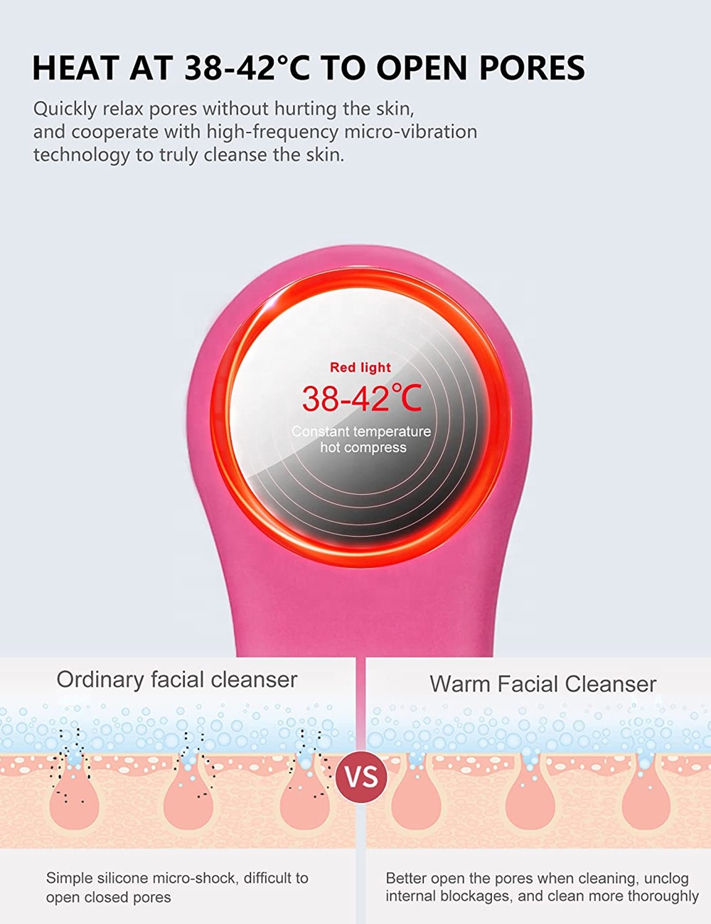 Professional Beauty Products Sonic Face Cleaner Cold Heat Photon Skin Care Face Massage Silicone Facial Cleansing Brush 