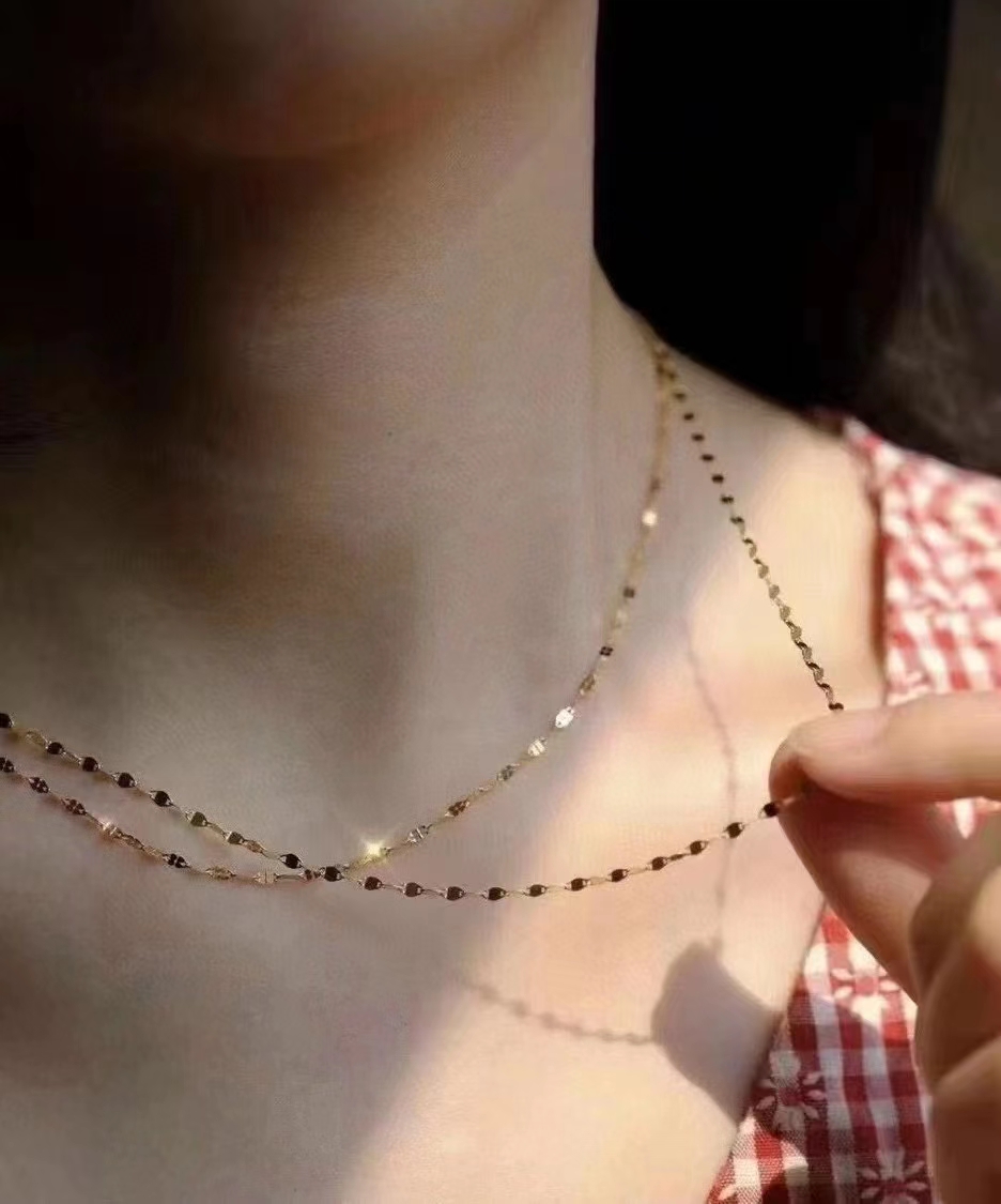 Au750 18k Gold Jewelry Chain Factory Solid Yellow Gold Lip Chain Customized Fine Jewelry Wholesale 