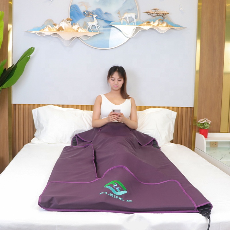 Fuerle Professional Beauty Products Infrared Sauna Blanket Low Emf 3 Zones Heating Sauna Blanket With Crystals For Women 