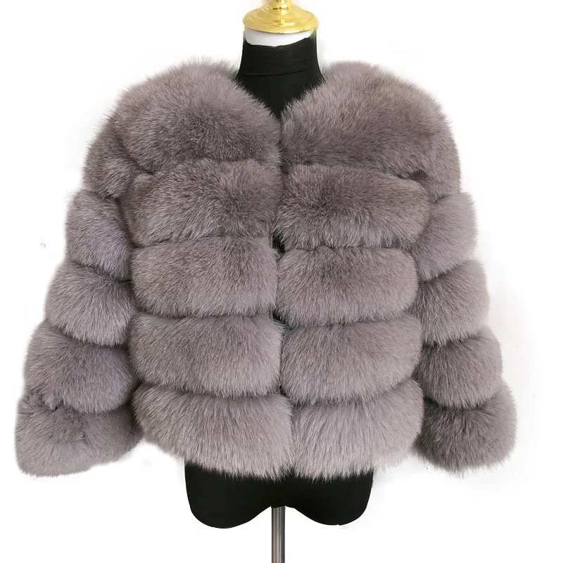 Factory Custom Wholesale Real Fur Long Sleeves Fashion Women Fluffy Women's Clothing Fur Jacket Winter Real Fox Fur Coat