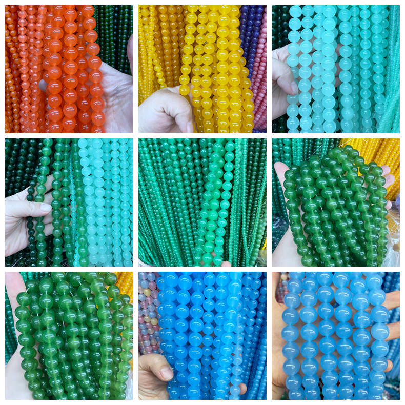 Jade Stone Red Green Orange Blue Different Color Round Loose Bead Strand For Diy Jewelry Making Necklace And Bracelet 
