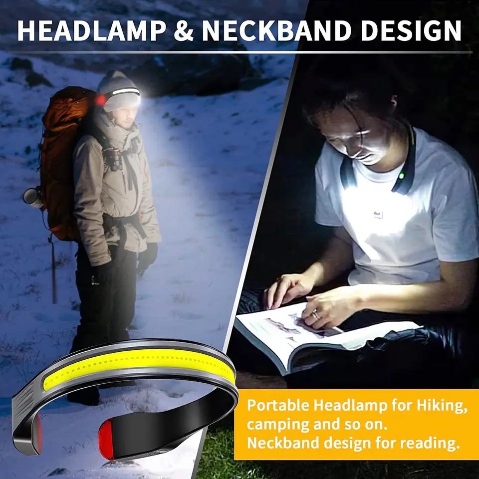 Portable Rechargeable Head Lamp Xpe Cob Outdoor Running Climbing Working Waterproof Sensor Led Headlight Headlamp 