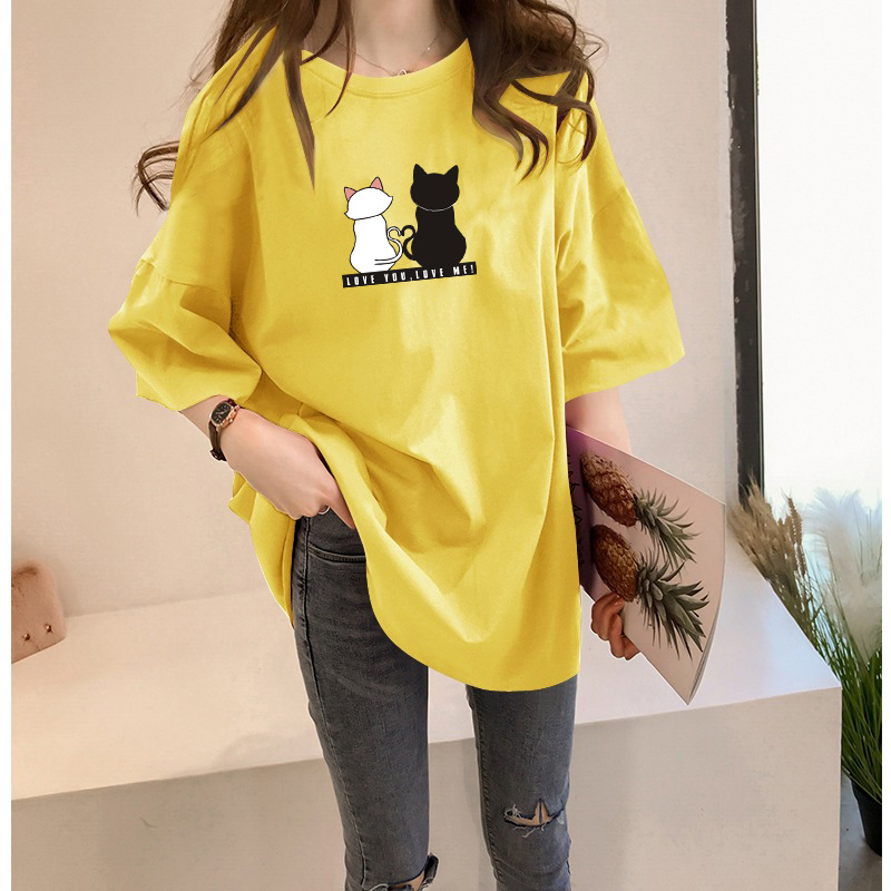 Women's Medium - Length T-shirt Latest Market Loose Print Short Sleeves Fashion Plus Size Women's T-shirt Woman Clothes