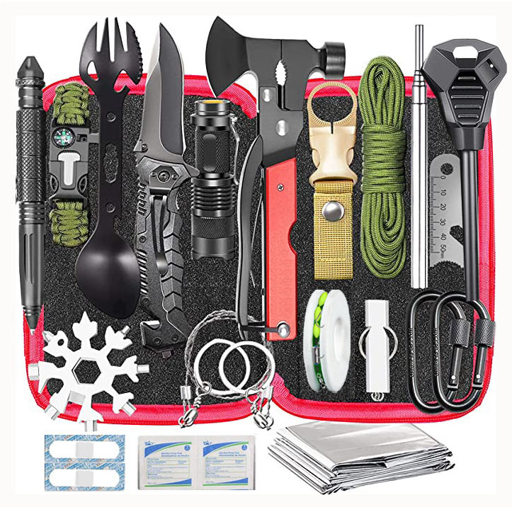 Mu Emergency Survival Kit 13 In 1,Mini Survival Equipment Kit Outdoor Survival Tools For Adventure Outdoor Camping Sports 