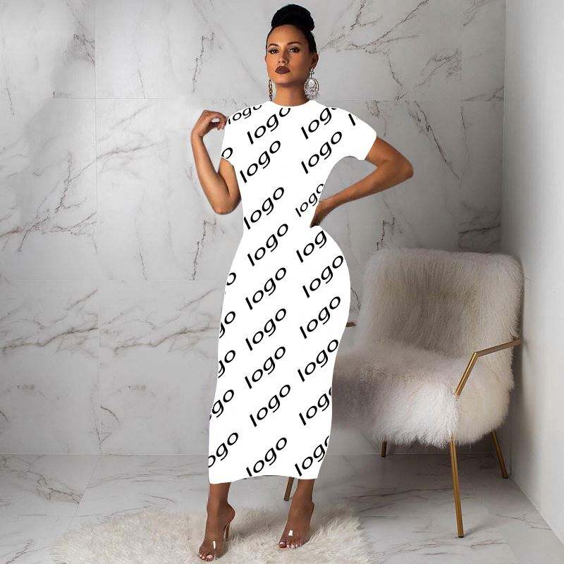 5 Colors European And American Women's Clothing Brand Fashion Casual Simple Short Sleeve Dress High Quality