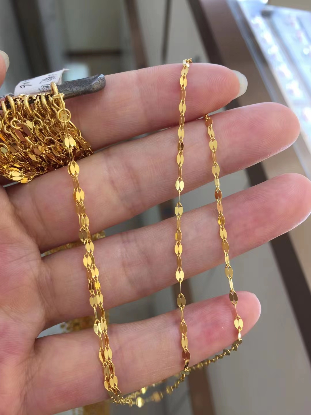 Au750 18k Gold Jewelry Chain Factory Solid Yellow Gold Lip Chain Customized Fine Jewelry Wholesale 