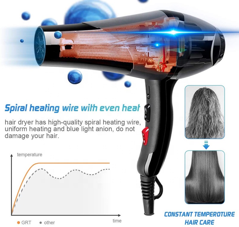 New Style Salon Hair Dryer Negative Ions High Quality Household Hair Dryer Home Appliances Anti-static Blow Dryer 