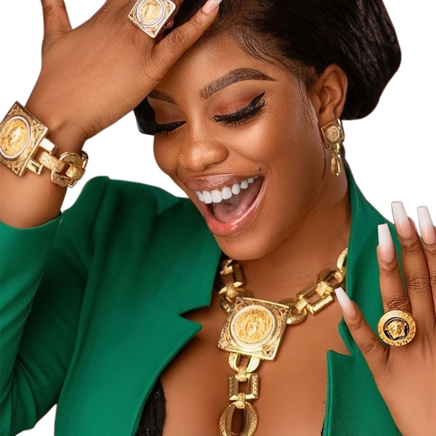 Zhuerrui Latest Design Italian Designer Luxury Jewelry Sets Necklace Bracelet Earrings Ring Woman Wedding Jewelry Set H00313 