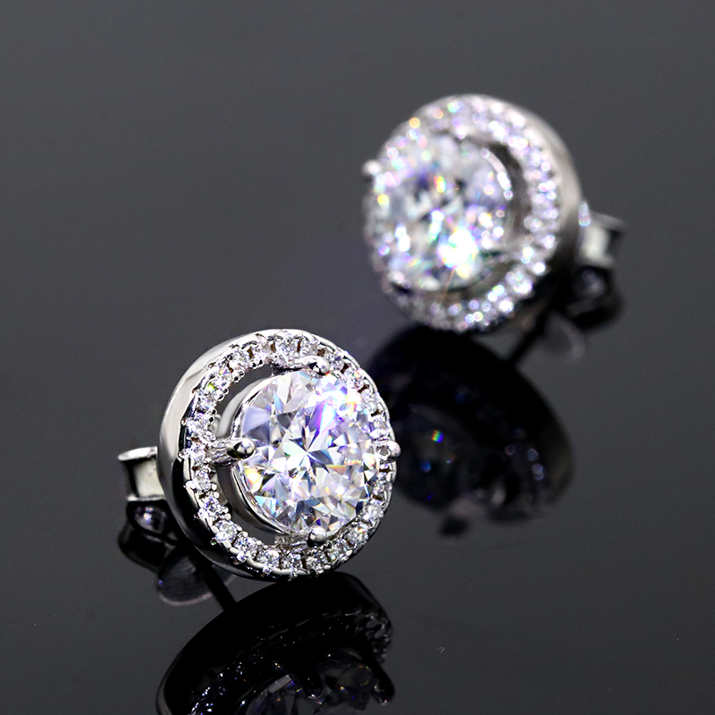 Delicate Sliver Earrings 0.5ct/1 Carat / 2 Carat Fashion Moissanite Jewelry Diamond Earrings Vvs White D Moissanite Earrings 