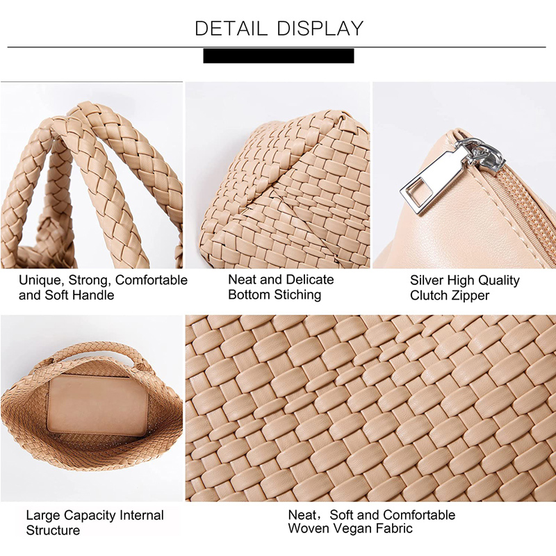 Woven Bag For Women Vegan Leather Tote Bag Large Summer Beach Travel Handbag And Purse Handmade Shoulder Bag 