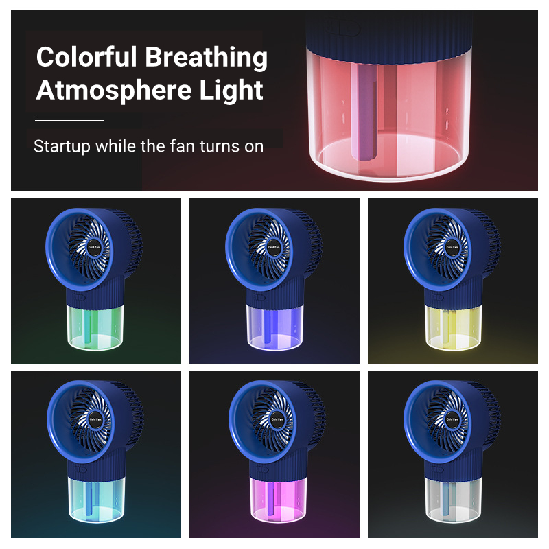 Home Appliance Desktop Water Cooled Mist Spray Fan Usb Rechargeable Portable Air Conditioning Electric Fan With Led Night Light 
