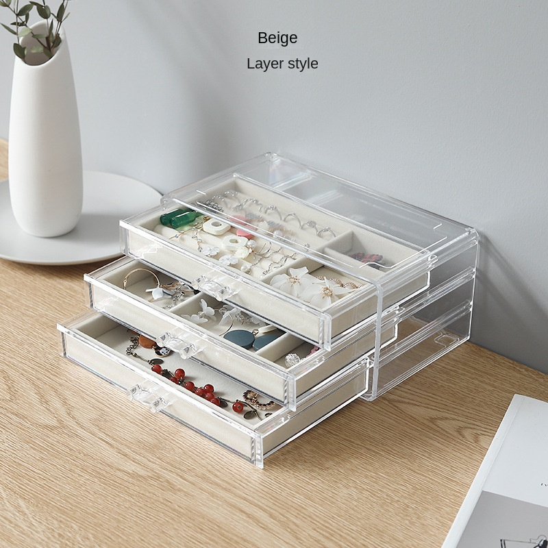 Factory Stock Jewelry Storage Dustproof Box Transparent Acrylic Jewelry Storage Drawer Box 