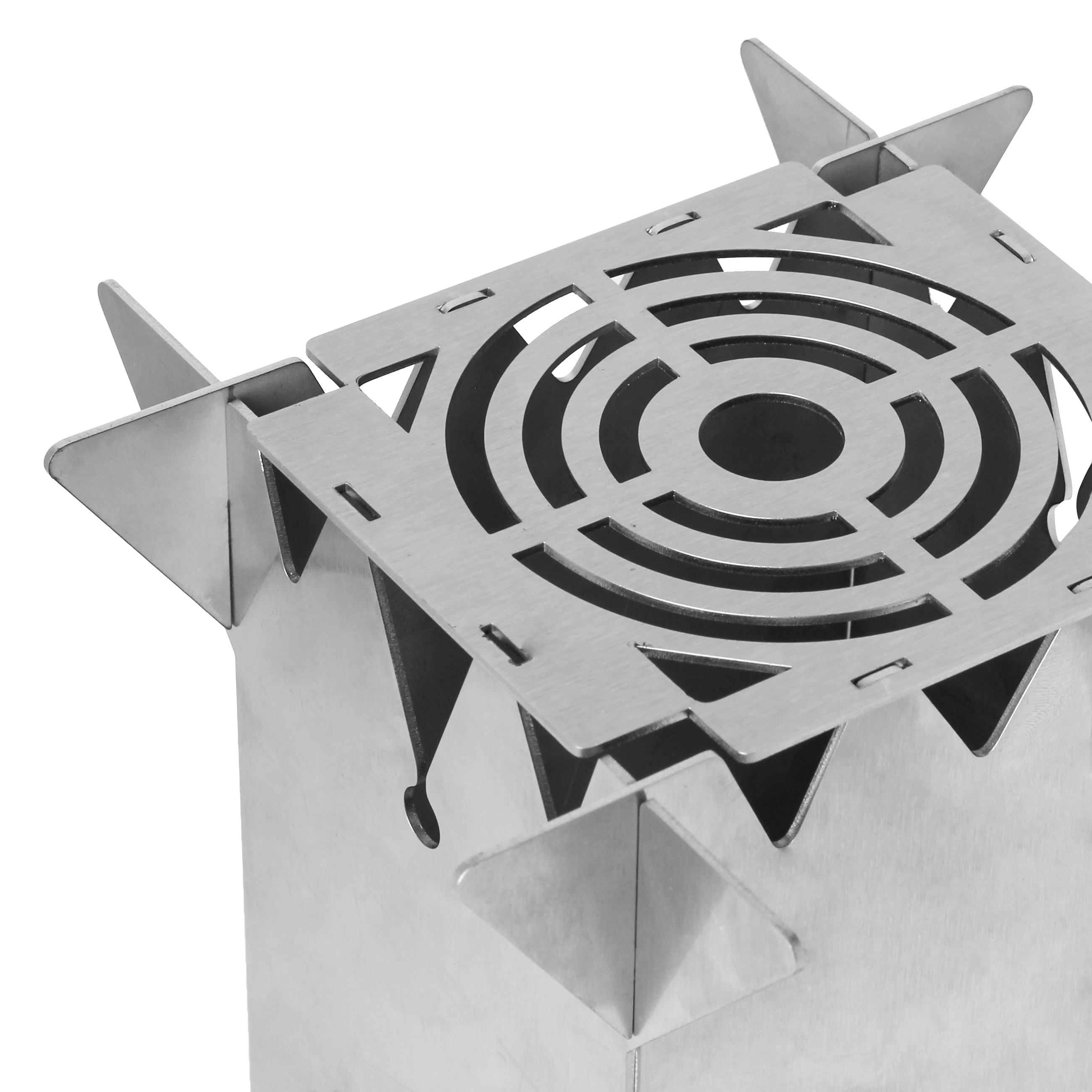 New Outdoor Folding Stainless Steel Firewood Card Rocket Barbecue Wood Stove For Camping 