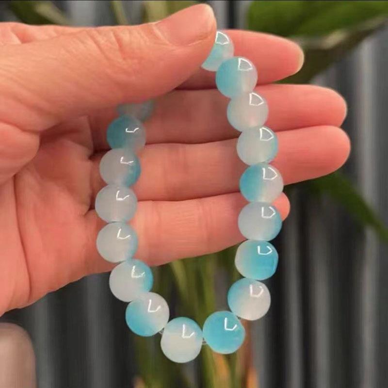 10mm Men Women Large Glass Semi-precious Stone Beaded Bracelets Custom Diy Glass Bracelets Can Add Charm For Jewelry Making 