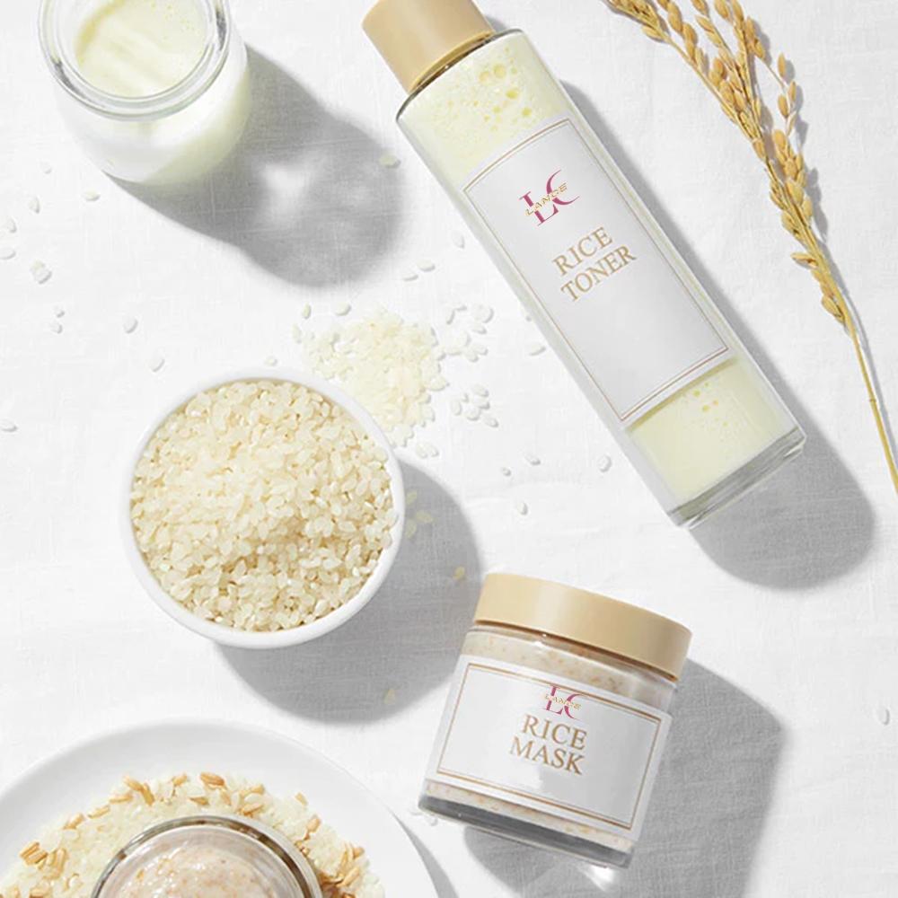 Korean Skin Care Products Private Label Vegan Organic Natural Rice Cream Skin Care Set Hydration Rice Extract Serum 