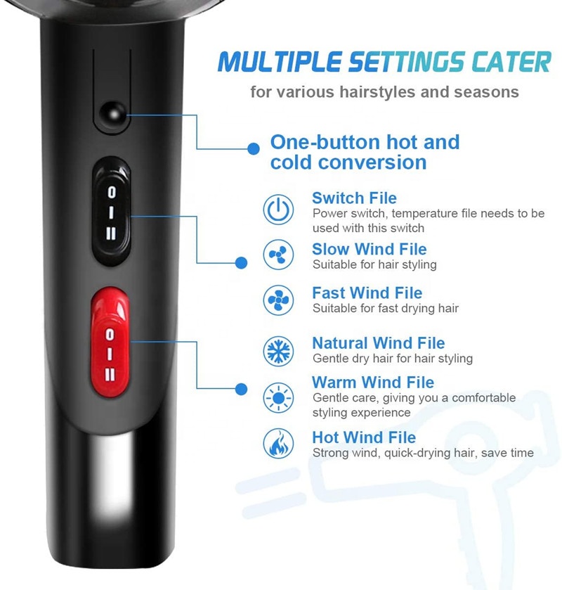 New Style Salon Hair Dryer Negative Ions High Quality Household Hair Dryer Home Appliances Anti-static Blow Dryer 