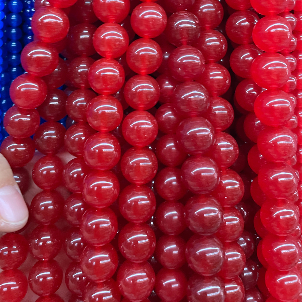 Jade Stone Red Green Orange Blue Different Color Round Loose Bead Strand For Diy Jewelry Making Necklace And Bracelet 